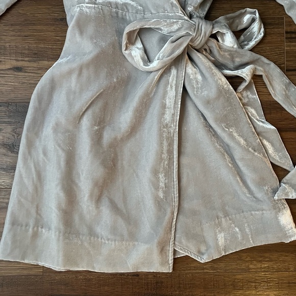 NWT J Crew Silver Velvet Wrap  Dress - Picture 3 of 9